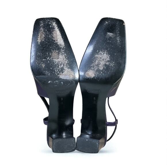 COACH VTG Italian Leather Slingback Pump Heels Sz 8 B Black/Plum Party Rare Y2K - Picture 9 of 11